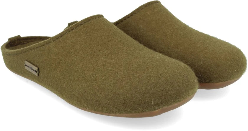 Haflinger Letter Olivgrun Wollfilz Clogs 44