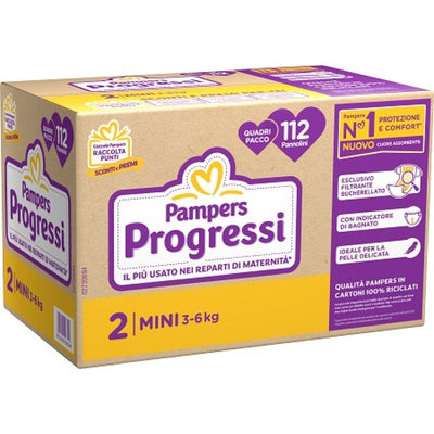 Pampers Quadri Progressi Mini 112 Pezzi - Nuovo Formato - Nuova Tecnologia