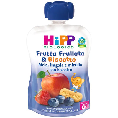 Hipp Bio Frutta Frull&amp;Biscotto Mela Fragola Mirtillo Biscotto 90 G
