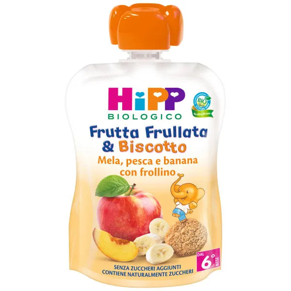 Hipp Bio Frutta Frullata &Biscotto Mela Pesca Banana Frollino 90 G
