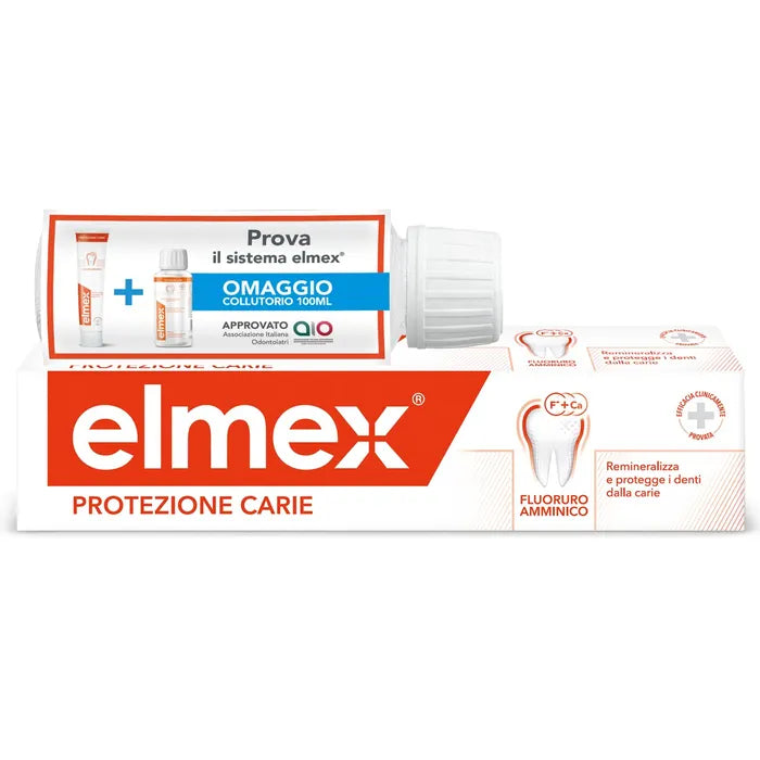 Elmex Protezione Carie Dentifricio 75 Ml + Collutorio 100 Ml - Elmex Protezione Carie Dentifricio 75 Ml + Collutorio 100 Ml
