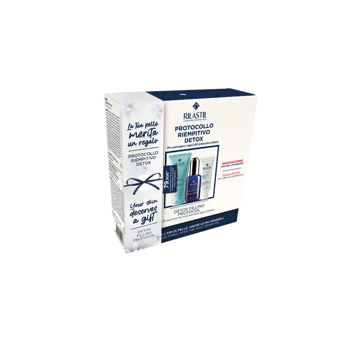 Rilastil Cofanetto Protocollo Riempitivo Detox Viso Aqua Detergente 50ml + Siero 30ml + Crema 15ml