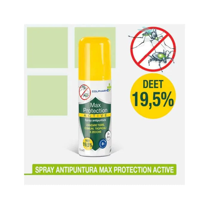 Colpharma Spray Repellente Antizanzare Max Protection Active 75ml - Colpharma Spray Repellente Antizanzare Max Protection Active 75ml