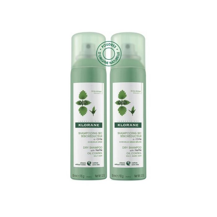 KLORANE Duo Shampoo Secco Seboriduttore All'Ortica 2 x 150 ml