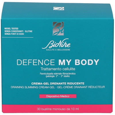 BioNike Defence My Body Trattamento Cellulite, crema-gel drenante riducente, 30 bustine da 10 ml