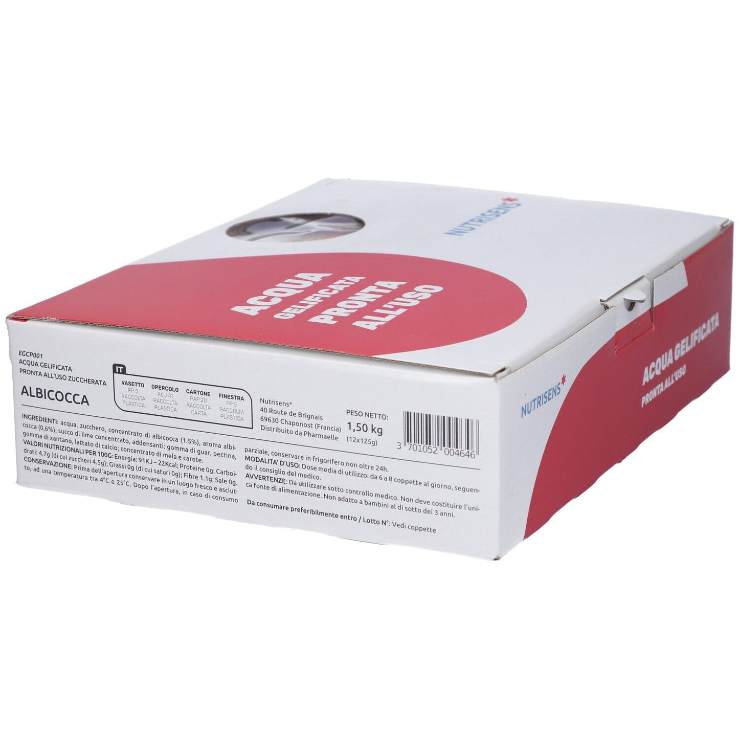 Aqua Gel Pack acqua Gelificata / Zuccherata Albicocca 12 x 125 ml