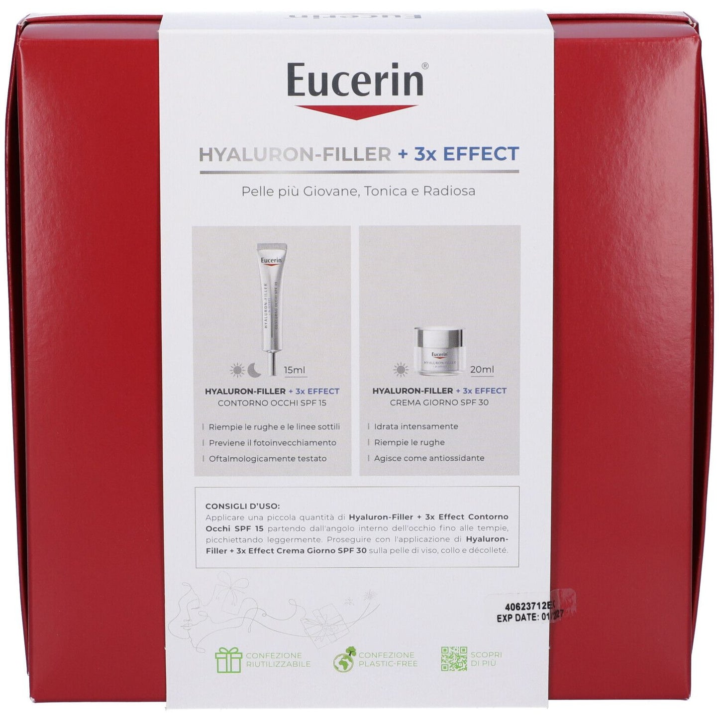 Eucerin Set Hyaluron-Filler Crema Giorno SPF30 + Contorno Occhi SPF15