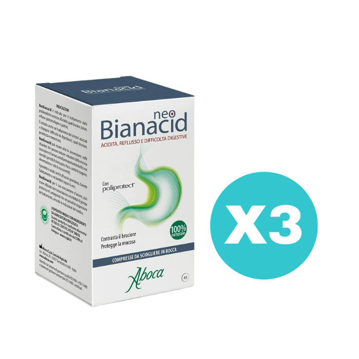 3 Confezioni Aboca Neo Bianacid - Tot. 135 Compresse Masticabili