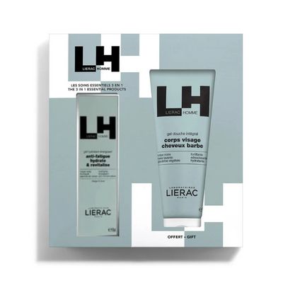 Lierac Homme Cofanetto Gel Idratante energizzante 50ml + Gel Doccia 3in1 200 ml Leviga - Rassoda - Idrata