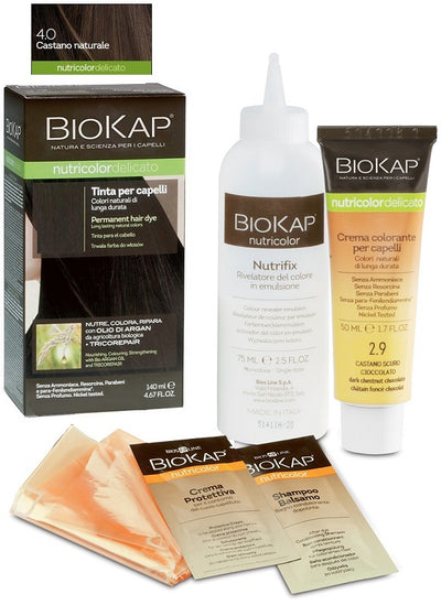 BIOKAP NUTRICOLOR DELICATO 4,00 CASTANO NATURALE TINTA TUBO+ FLACONE