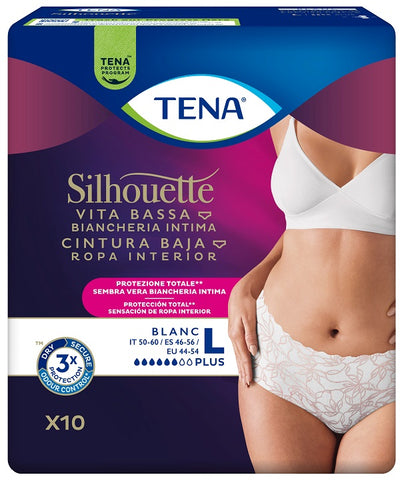 PANNOLONE A MUTANDINA ASSORBENTE TENA SILHOUETTE PLUS WHITELARGE 10 PEZZI