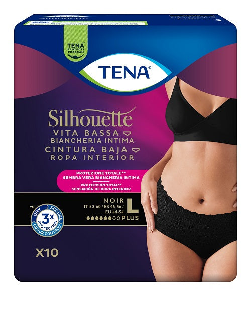 PANNOLONE A MUTANDINA ASSORBENTE TENA SILHOUETTE NOIR L VITABASSA 10 PEZZI