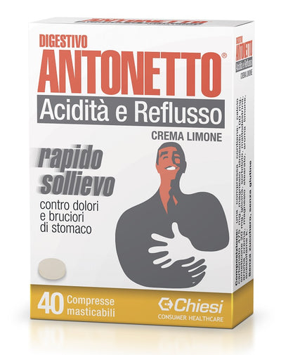 Digestivo Antonetto Acidita&#039; E Reflusso Crema Al Limone 40 Compresse Masticabili