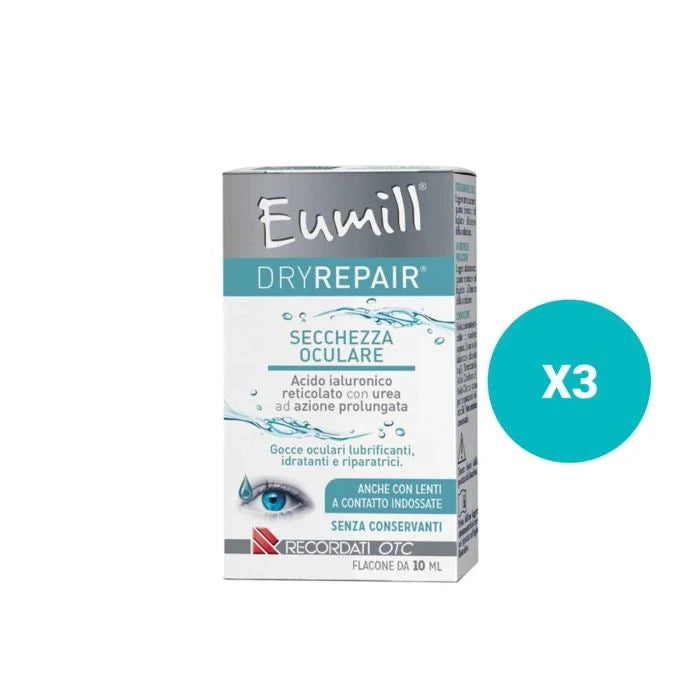 3 Confezioni - Eumill Dryrepair - Gocce Oculari Flacone 10Ml