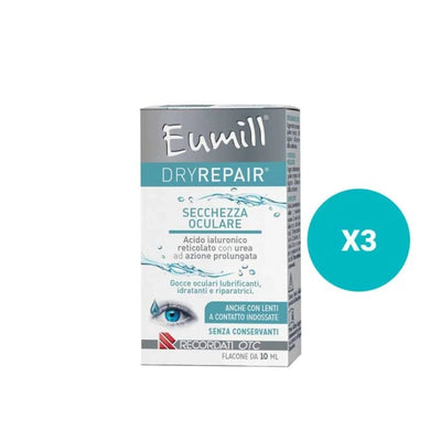 3 Confezioni - Eumill Dryrepair - Gocce Oculari Flacone 10Ml
