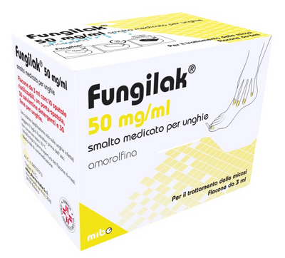 FUNGILAK*smalto unghie 1 flacone 3 ml 50 mg/ml + 10 spatoleriutilizzabili + 1 porta spatola + 30 salviettine detergenti+ 30 limette