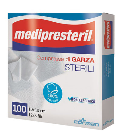 Medipresteril Compresse Di Garza Sterili 12/8 Fili 10x10cm 100 Pezzi