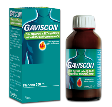 GAVISCON*orale sosp 500 mg + 267 mg/10 ml 200 ml menta
