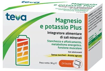 Magnesio Potassio Plus Teva 24 Bustine Senza Zuccheri Aromaagrumi - Magnesio Potassio Plus Teva 24 Bustine Senza Zuccheri Aromaagrumi