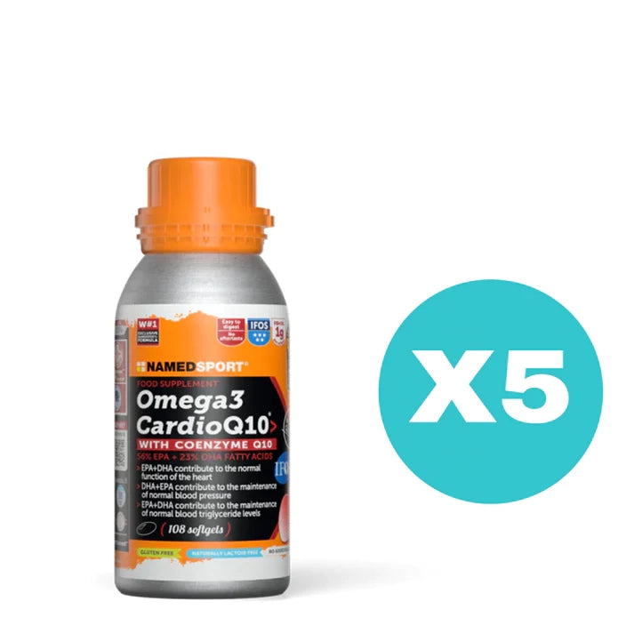 5 Confezioni Omega 3 Cardio Q10 - Named Sport - Tot.540 Softgels SCAD. 4/26
