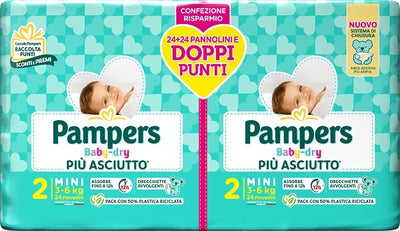 PAMPERS BABY DRY PANNOLINO DUO DOWNCOUNT MINI 48 PEZZI