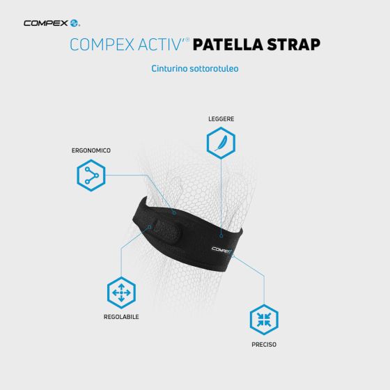 COMPEX ACTIV' PATELLA STRAP S/M Ginocchiera compressiva con fasce incrociate