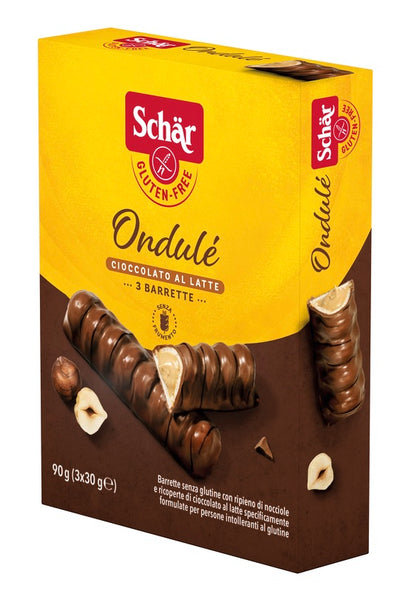 SCHAR ONDULE' BARRETTE CON RIPIENO DI NOCCIOLE RICOPERTE DICIOCCOLATO AL LATTE 3 PORZIONI DA 30 G