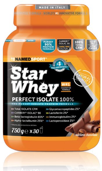 Named Star Whey Isolate proteine del siero del latte cioccolato 750 gr - Named Star Whey Isolate proteine del siero del latte cioccolato 750 gr