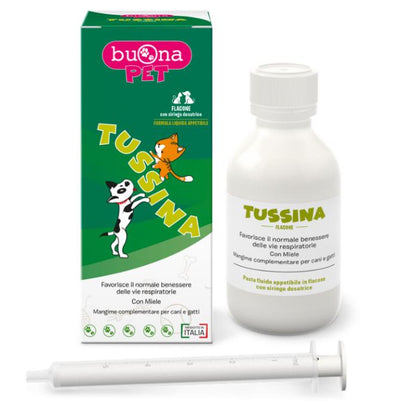 TUSSINA FLACONE MANGIME COMPLEMENTARE CANI GATTI CON SIRINGADOSATRICE FORMA LIQUIDA 100 G BUONAPET