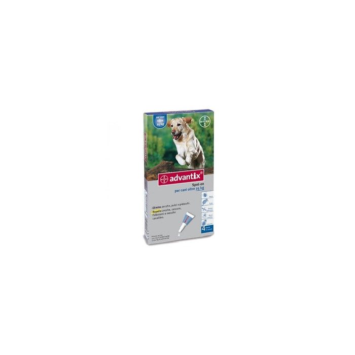 Advantix Spot On Soluzione 4 Pipette 4 Ml 400 Mg + 2.000 Mg Canida 25 A 40 Kg