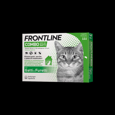 Frontline Combo Spot-On Gatti Soluz 3 Pipette 0,5 Ml 50 Mg +60 Mg Gatti E Furetti