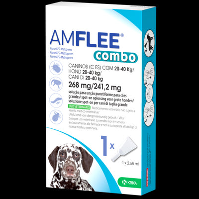 Amflee Combo Spot-On Soluz 3 Pipette 2,68 Ml 268 Mg + 241,2Mg Cani Da 20 A 40 Kg