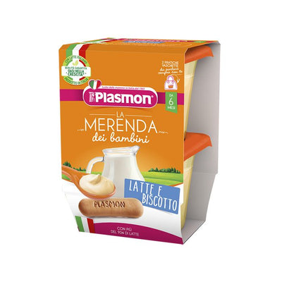 Plasmon La Merenda Dei Bambini Merende Latte Biscotto Asettico 2 X 120 G