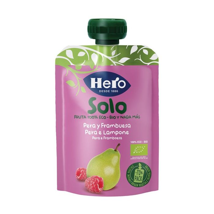 Hero Solo Frutta Frullata 100% Bio Pera E Lampone 100 G - Hero Solo Frutta Frullata 100% Bio Pera E Lampone 100 G