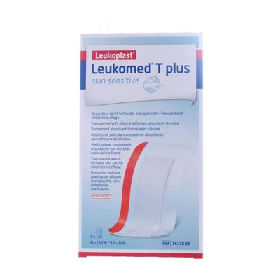 Leukomed T Plus Skin Sensitive Medicazione Post-Operatoria Trasparente Impermeabile Con Massa Adesiva Al Silicone 8X15Cm5 Pezzi