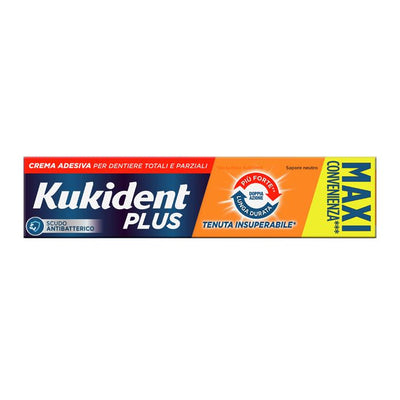 Kukident Plus Doppia Azione Tenuta Insuperabile Crema Adesiva Dentiere 65 G