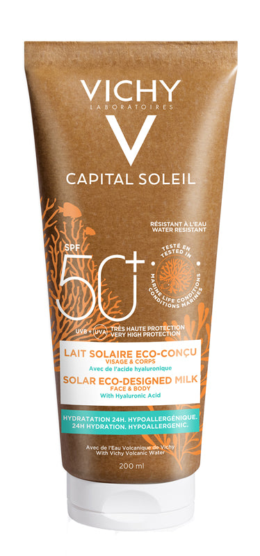 Vichy capital soleil latte solare viso corpo latte solare eco-sostenibile viso e corpo 50+spf 200 ml