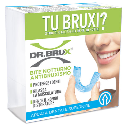 Dr. Brux Bite Notte Antibruxismo arcata dentale superiore Azzurro