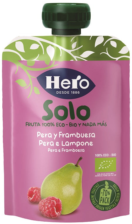 Hero Solo Frutta Frullata 100% Bio Pera E Lampone 100 G - Hero Solo Frutta Frullata 100% Bio Pera E Lampone 100 G