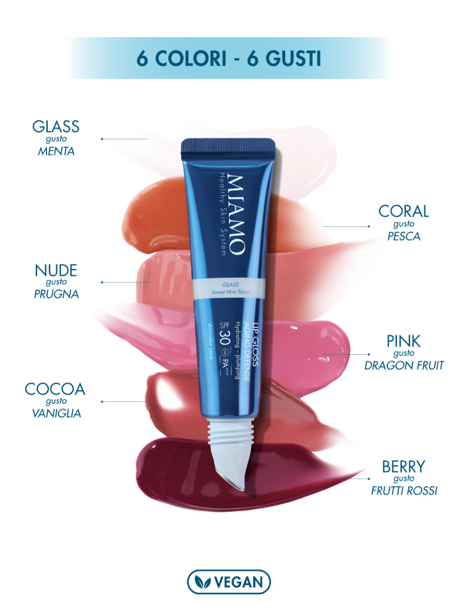 MIAMO Skincolor Care Lip Gloss Aging Defense SPF30+ Berry Red Fruits Flavor 15 ml
