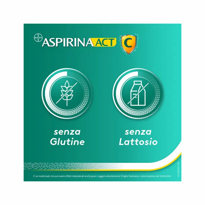 AspirinaAct 10 Compresse Effervescenti - Con Vitamina C - AspirinaAct 10 Compresse Effervescenti - Con Vitamina C