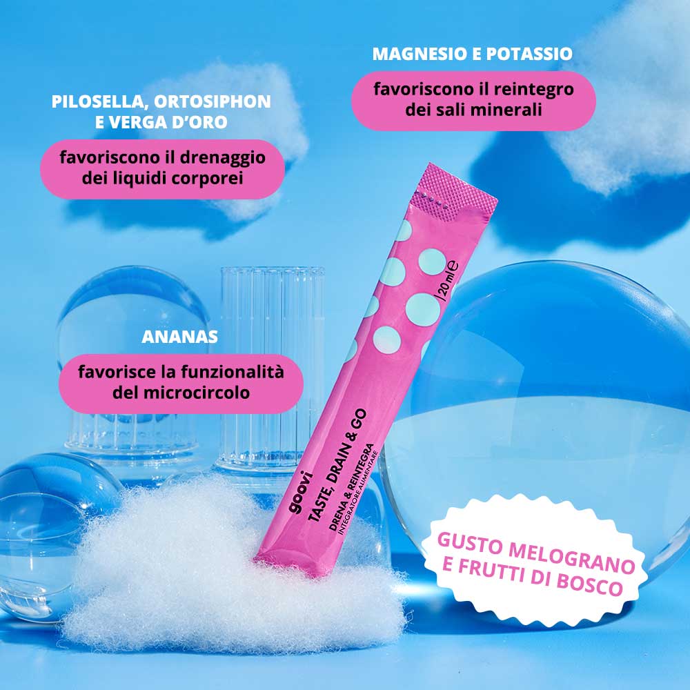 Goovi Drenante Melograno & Frutti di bosco Taste, Drain & Go - 24 stick da 20 ml