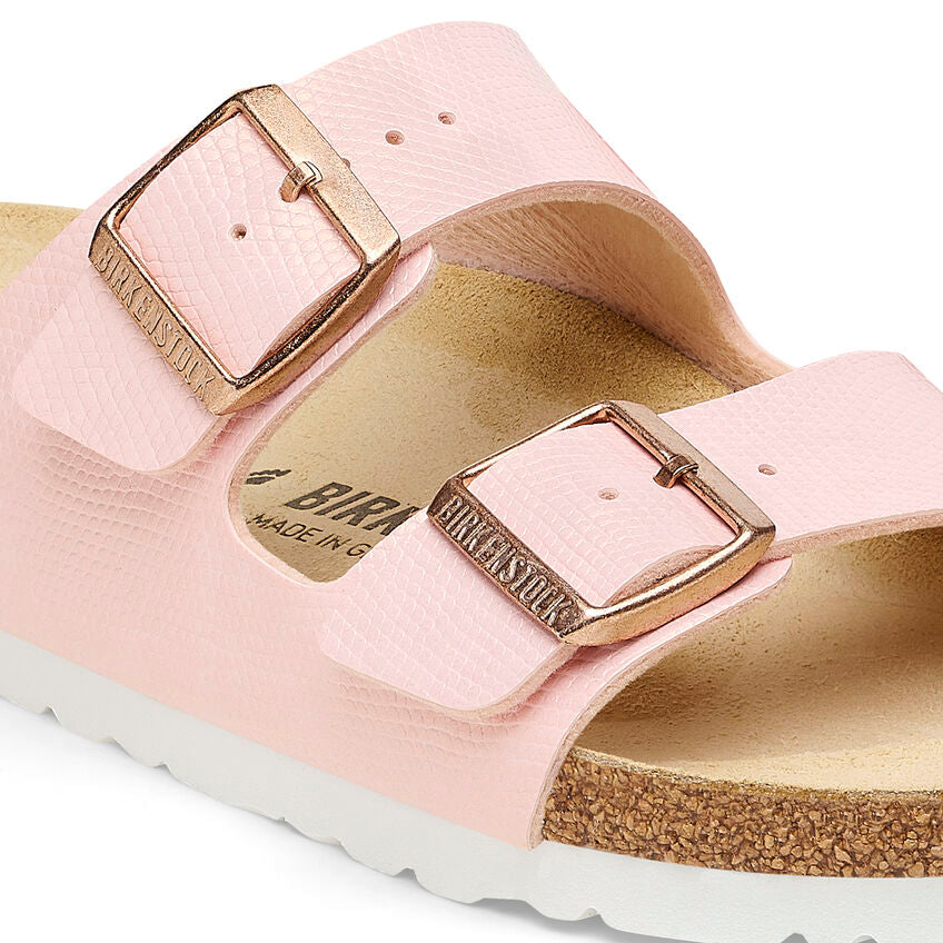 Birkenstock Arizona Shiny Lizard Rose Birko Flor Embossed N.41