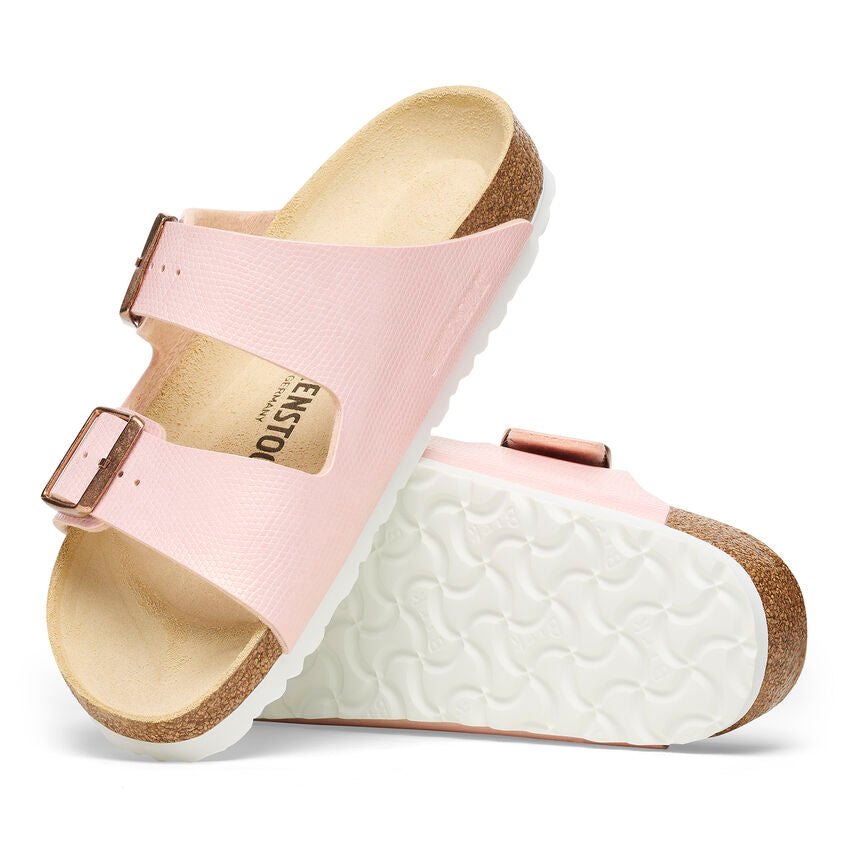 Birkenstock Arizona Shiny Lizard Rose Birko Flor Embossed N.38