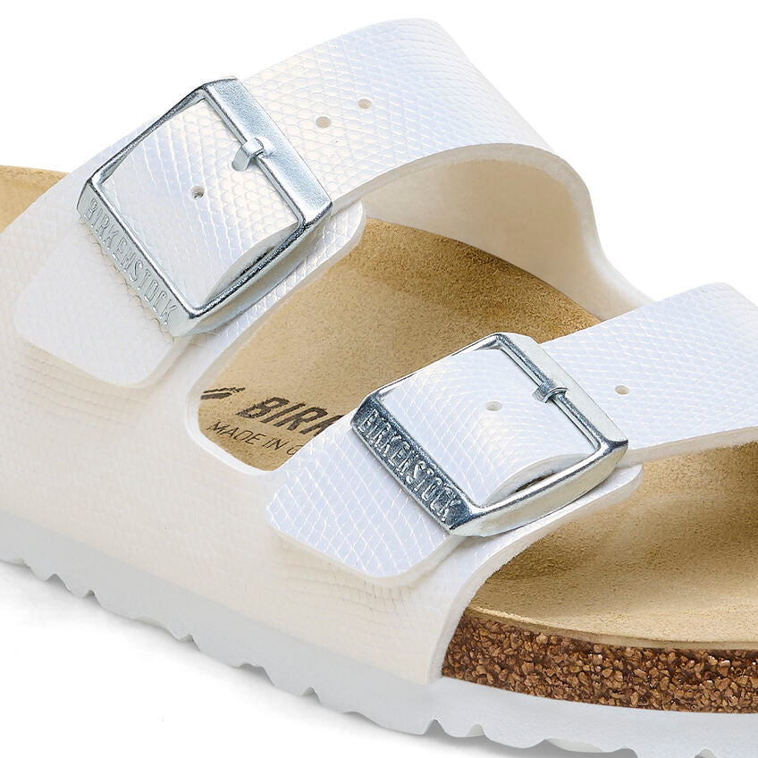 Birkenstock Arizona Shiny Lizard White Birko Flor Embossed N. 41