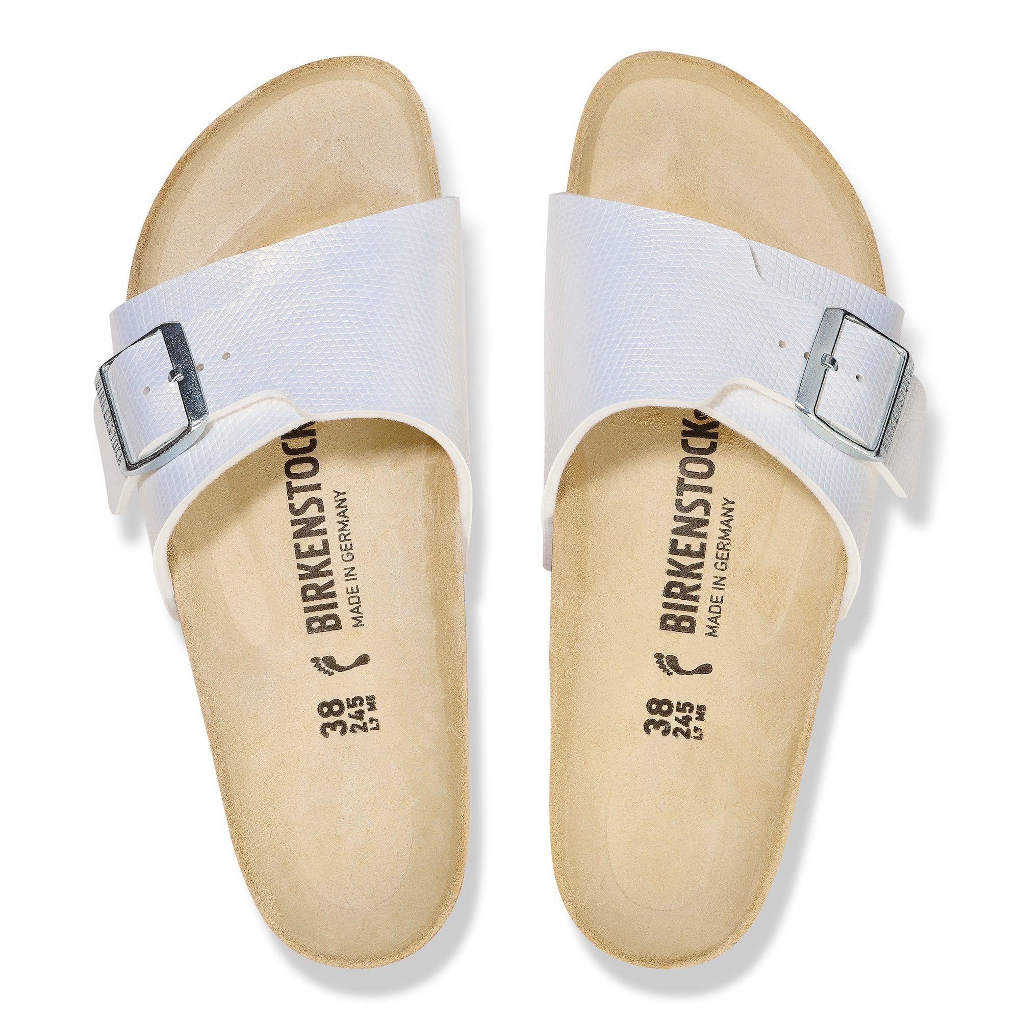 Birkenstock Catalina Shiny Lizard White Birko Flor N. 40 - Birkenstock Catalina Shiny Lizard White Birko Flor N. 40