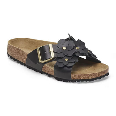 Birkenstock Siena Flowers Black Natural Leather N.37 Narrow Fit ( Calzata Stretta)