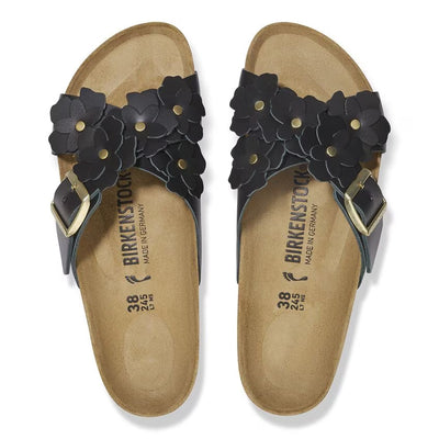 Birkenstock Siena Flowers Black Natural Leather N.37 Narrow Fit ( Calzata Stretta)