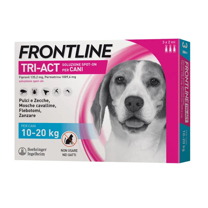 Frontline Tri-Act Spot-On Soluz 3 Pipette 2 Ml 135,2 Mg + 1.009,6 Mg Cani Da 10 A 20 Kg