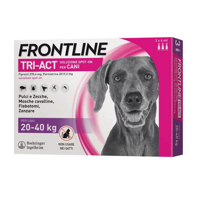 Frontline Tri-Act Spot-On Soluz 3 Pipette 4 Ml 274,4 Mg + 2.019,2 Mg Cani Da 20 A 40 Kg